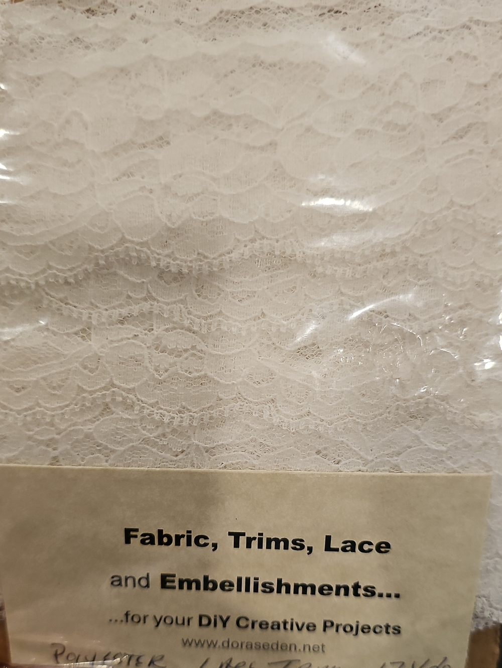 Lace Fabric Trim - White - Unbranded
